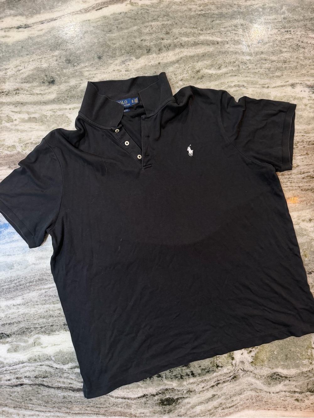 Polo Ralph Lauren Black Polo Shirt with White Pony Logo XL